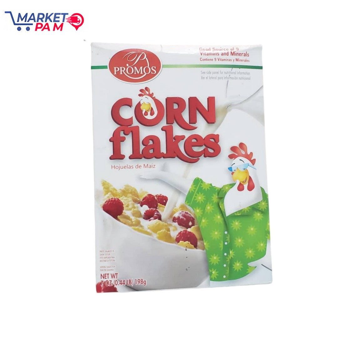 PROMOS, CORN FLAKES, VITAMINS AND MINERALS, NET WT 7 OZ (0.44 Lb) 198 g