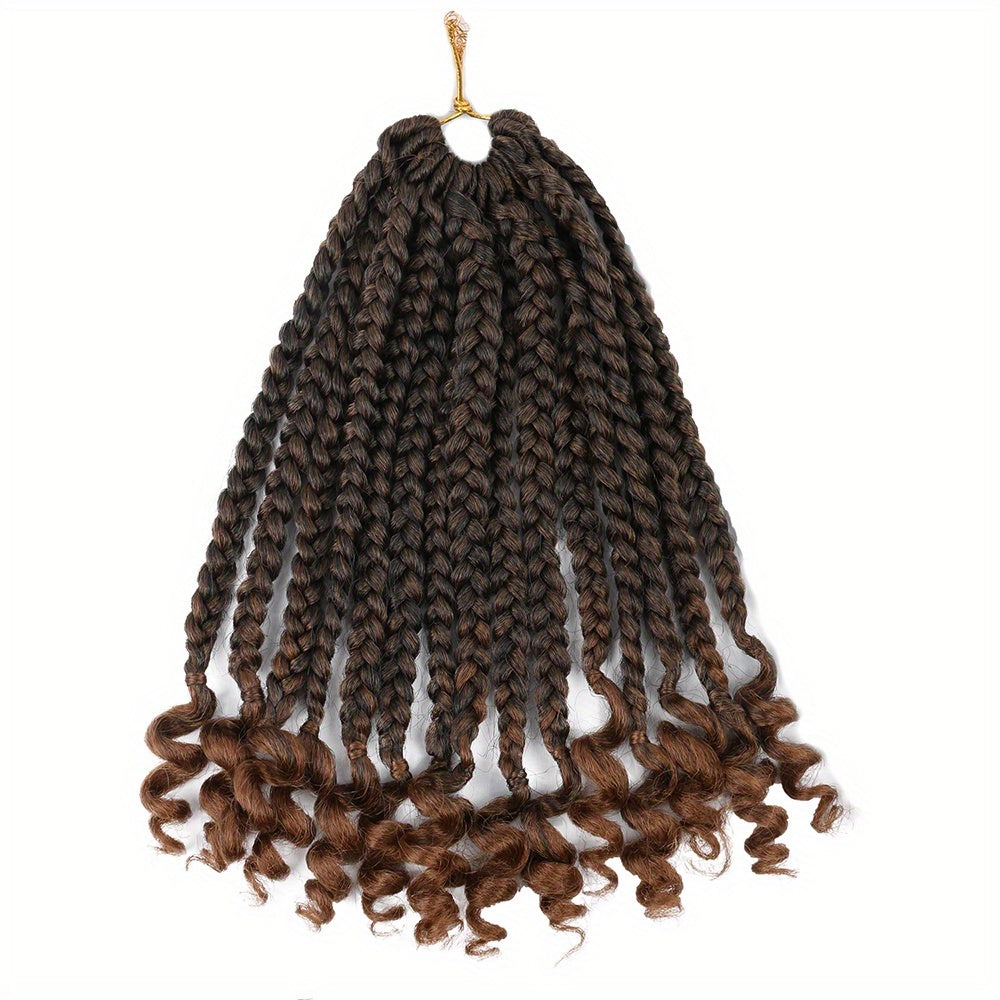 3 Packs Bellqueen Bohemian Box Braids Crochet Hair Extensions with Curly Ends - 10 Inch Short Box Braids, Dark Brown/Black -Looking Dreadlock-like Braids for Women, Volume & Length, Easy Clip-In/Weave-On (No)