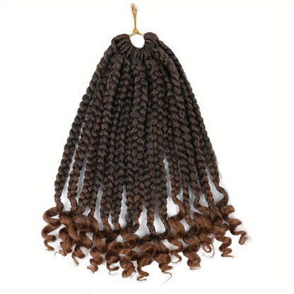 3 Packs Bellqueen Bohemian Box Braids Crochet Hair Extensions with Curly Ends - 10 Inch Short Box Braids, Dark Brown/Black -Looking Dreadlock-like Braids for Women, Volume & Length, Easy Clip-In/Weave-On (No)