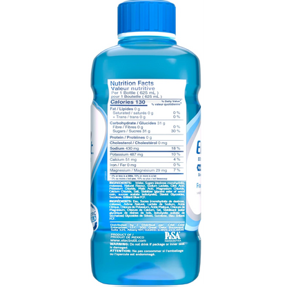 Electrolit Boisson d'hydratation et de récupération avec électrolytes, 625 ml – Lot de 12 – Framboise bleue