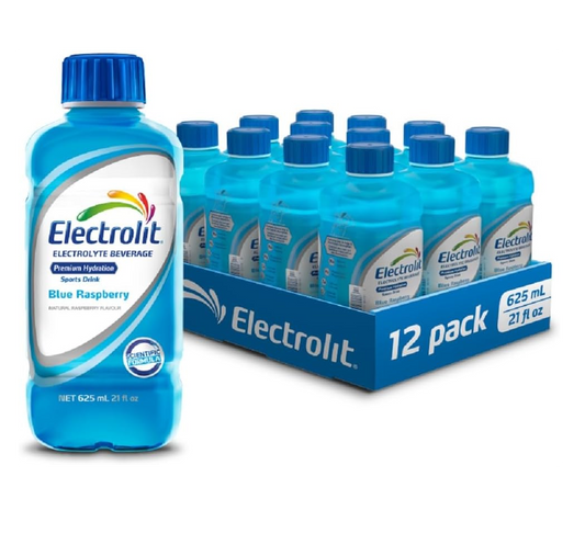 Electrolit Boisson d'hydratation et de récupération avec électrolytes, 625 ml – Lot de 12 – Framboise bleue