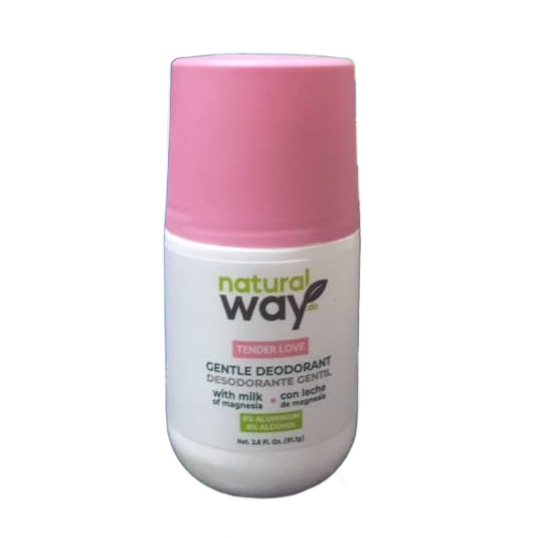 NATURAL WAY , GENTLE DEODORANT , WITH MILK.