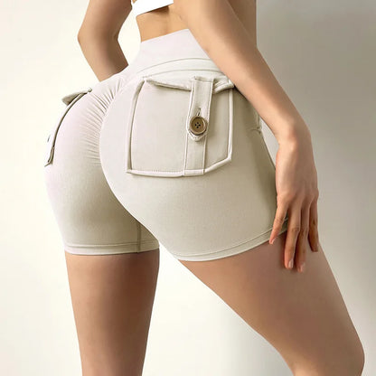 Custom Logo Pocket Gym Fitness Butt Lifting Nude Workout Yoga Pants Sports Shorts Yoga Shorts