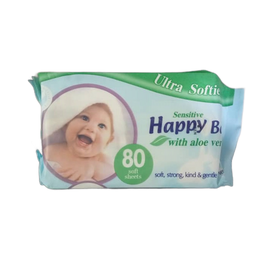 ULTRA SOFTIE, SENSITIVE HAPPY BABY , WITH ALOE VERRA , 80 SOFT SHEETS