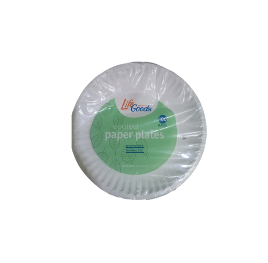 PAPER PLATES (COATED, LIFE GOODS, 100 PLATES 22. CM)