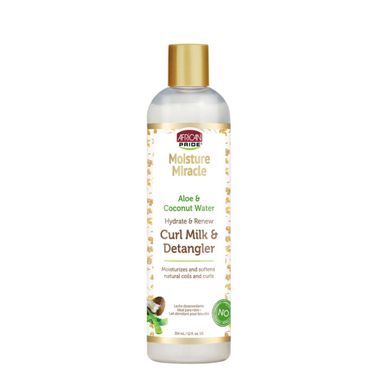 MOISTURE  MIRACLE , ALOE & COCONUT WATER HYDRATE & RENEW CURL MILK & DETANGLER