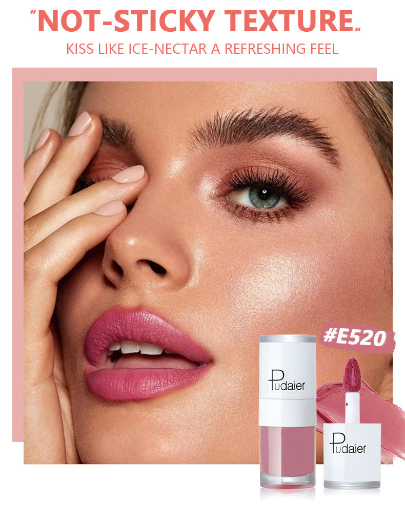 Pudaier Velvet Matte Liquid Lip Gloss Glaze Makeup Waterproof Long Lasting Non-Fade Non-Stick Lipgloss Make-up for Miss Women