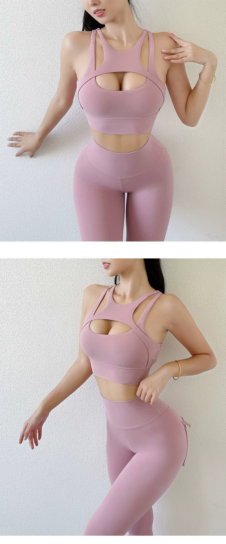Yoga Clothes Suit Women's Sexy Fashion Gather Shockproof Brushed Classy Internet Celebrity Peach Hip Tight High Waist Fitness Pants