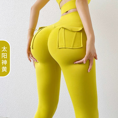 Yoga Clothes Suit Women's Sexy Fashion Gather Shockproof Brushed Classy Internet Celebrity Peach Hip Tight High Waist Fitness Pants