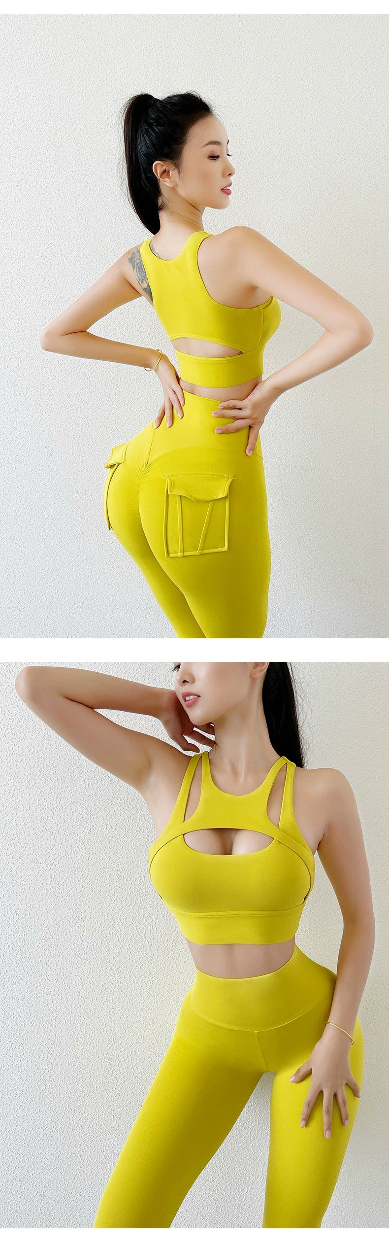 Yoga Clothes Suit Women's Sexy Fashion Gather Shockproof Brushed Classy Internet Celebrity Peach Hip Tight High Waist Fitness Pants