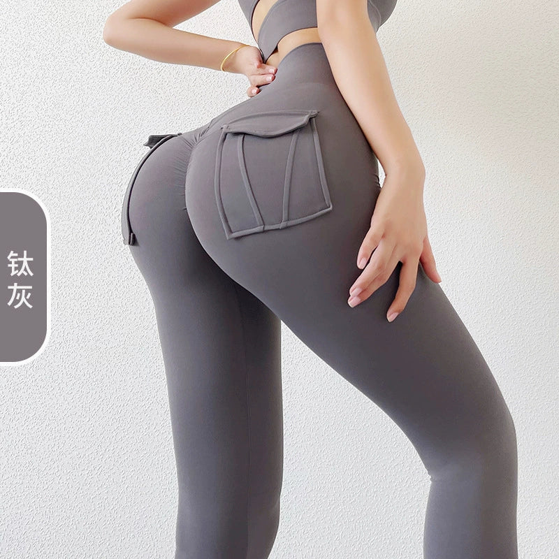 Yoga Clothes Suit Women's Sexy Fashion Gather Shockproof Brushed Classy Internet Celebrity Peach Hip Tight High Waist Fitness Pants