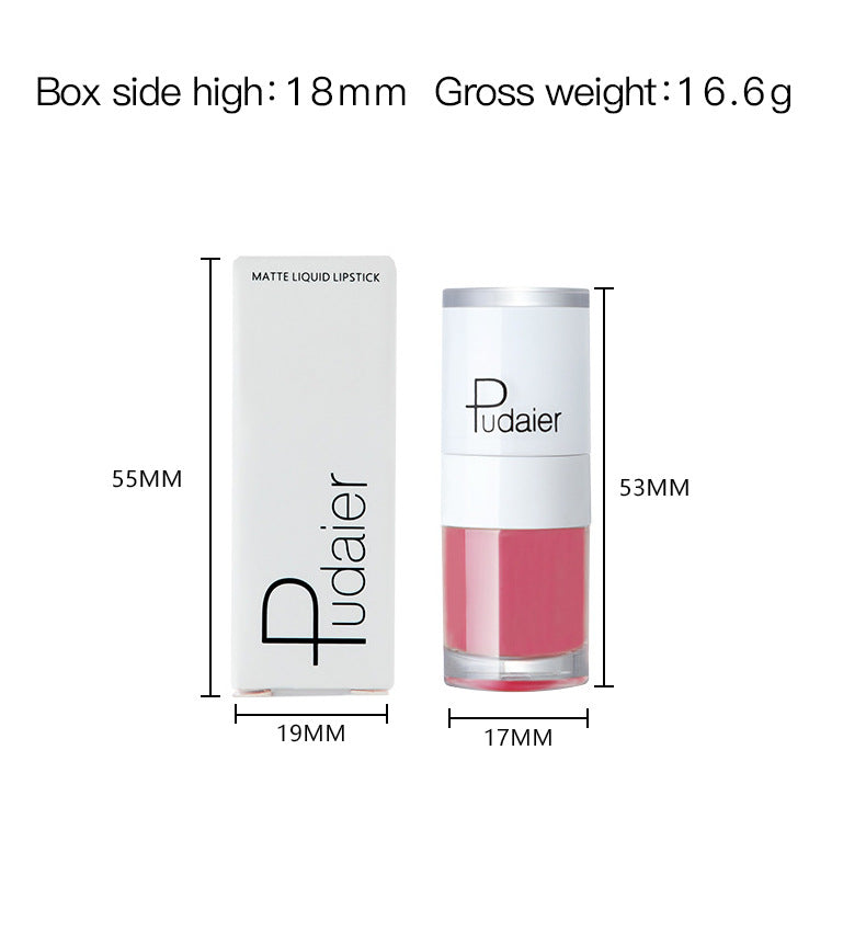 Pudaier Velvet Matte Liquid Lip Gloss Glaze Makeup Waterproof Long Lasting Non-Fade Non-Stick Lipgloss Make-up for Miss Women