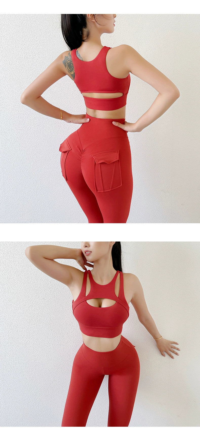 Yoga Clothes Suit Women's Sexy Fashion Gather Shockproof Brushed Classy Internet Celebrity Peach Hip Tight High Waist Fitness Pants