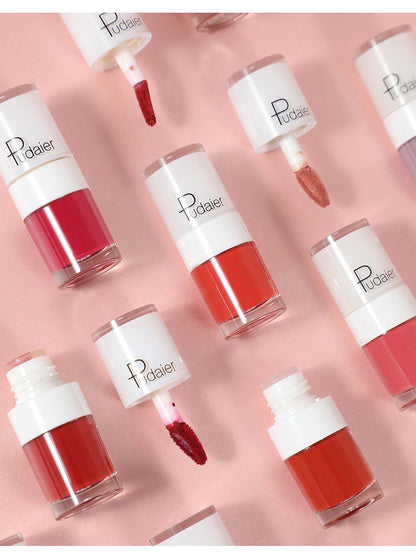 Pudaier Velvet Matte Liquid Lip Gloss Glaze Makeup Waterproof Long Lasting Non-Fade Non-Stick Lipgloss Make-up for Miss Women