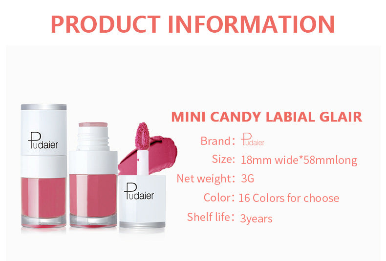 Pudaier Velvet Matte Liquid Lip Gloss Glaze Makeup Waterproof Long Lasting Non-Fade Non-Stick Lipgloss Make-up for Miss Women
