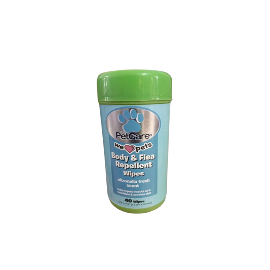 PETCARE BODY FLEA REPELLENT WIPES 40 WIPES 15 CM X 20 CM