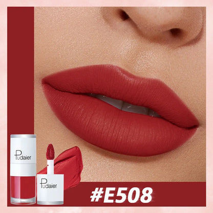 Pudaier Velvet Matte Liquid Lip Gloss Glaze Makeup Waterproof Long Lasting Non-Fade Non-Stick Lipgloss Make-up for Miss Women