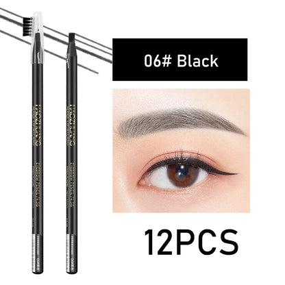 HAOZHUANG  8 Colors Pull Line Eyebrow Pencils with Soft Brush Waterproof Long Lasting Permanent Makeup Tattoo Accessories