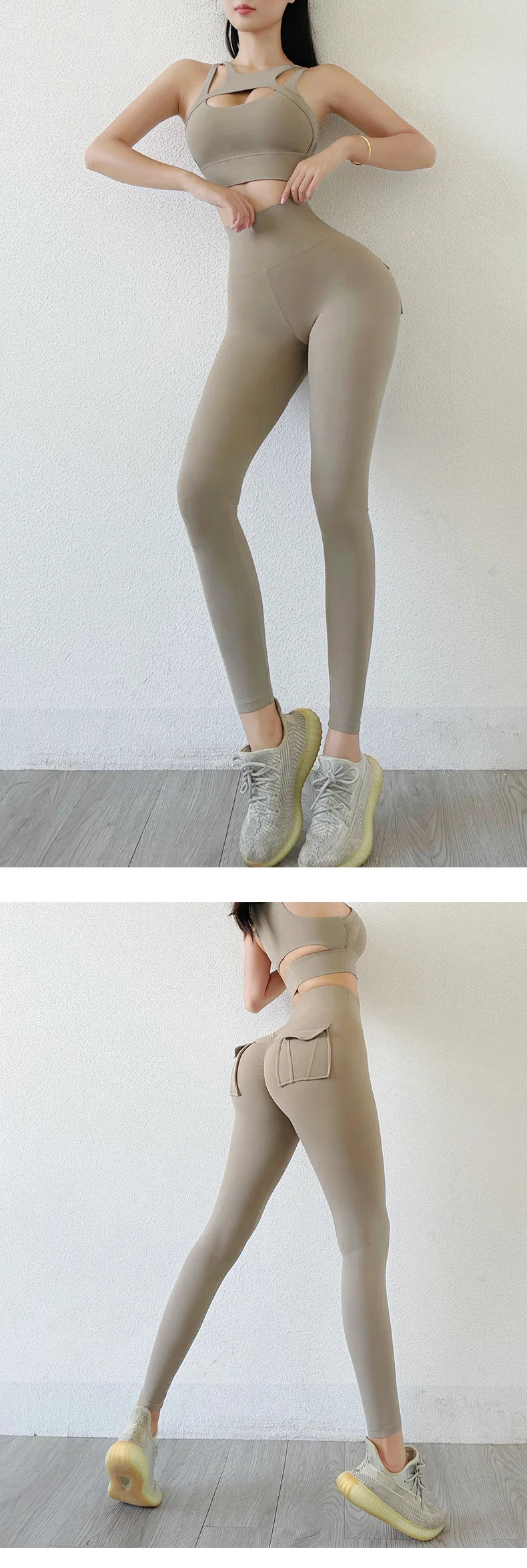 Nylon Leggings Women's Pants Sport Yoga Pants Sexy Tight High Waist Elastic Women's Panties Pocket legging High Workout