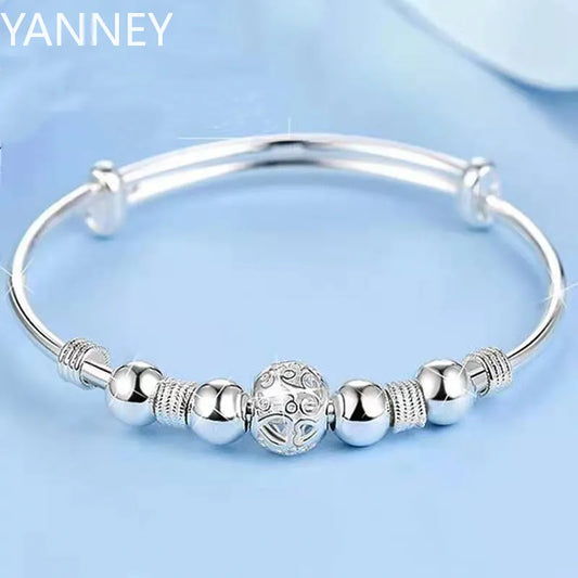 Popular brands 925 Sterling Silver Charm lucky beads Bangles for women bracelets fashion party wedding engagement jewelry