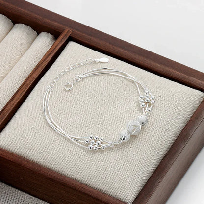 Luxury 925 Sterling Silver Bracelet for Woman Vintage Original Lucky Beads Ball Adjustable Bracelets Designer Party JeweleryGift