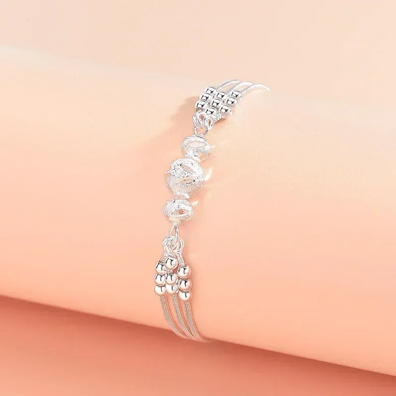Luxury 925 Sterling Silver Bracelet for Woman Vintage Original Lucky Beads Ball Adjustable Bracelets Designer Party JeweleryGift