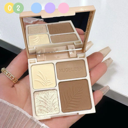 Matte Highlighter Palette Face Shading Grooming Powder Makeup 3D Nose Contouring Glow Brighten Contour Shimmer Powder Cosmetic