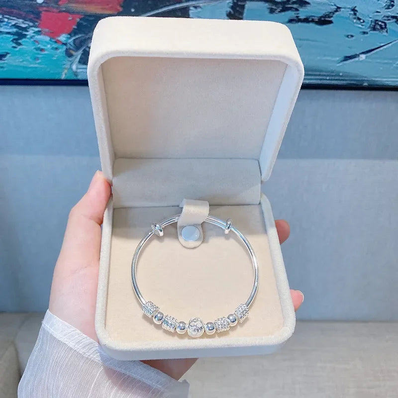 Popular brands 925 Sterling Silver Charm lucky beads Bangles for women bracelets fashion party wedding engagement jewelry