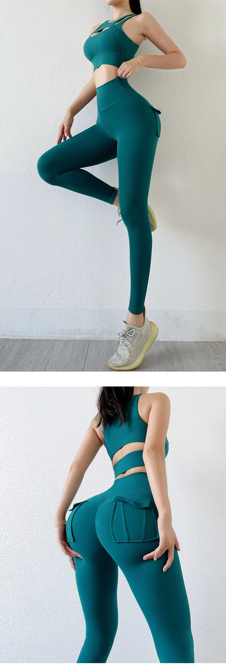 Nylon Leggings Women's Pants Sport Yoga Pants Sexy Tight High Waist Elastic Women's Panties Pocket legging High Workout