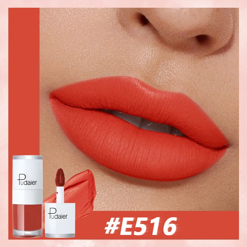 Pudaier Velvet Matte Liquid Lip Gloss Glaze Makeup Waterproof Long Lasting Non-Fade Non-Stick Lipgloss Make-up for Miss Women