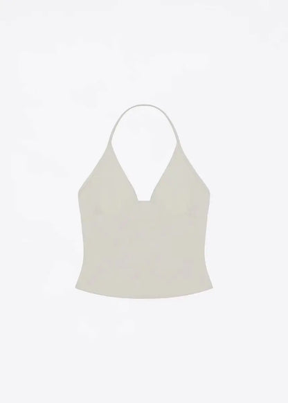 tank summer triangular cup neck hanging V-neck vest, same as Hailey's suspender, Dip halter, low cut, backless top women