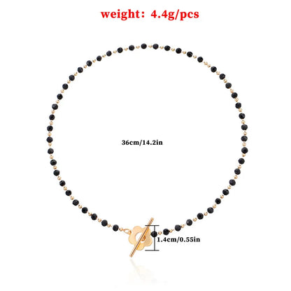 2022 New Fashion Luxury Black Crystal Glass Bead Chain Choker Necklace For Women Flower Lariat Lock Collar Necklace Gifts