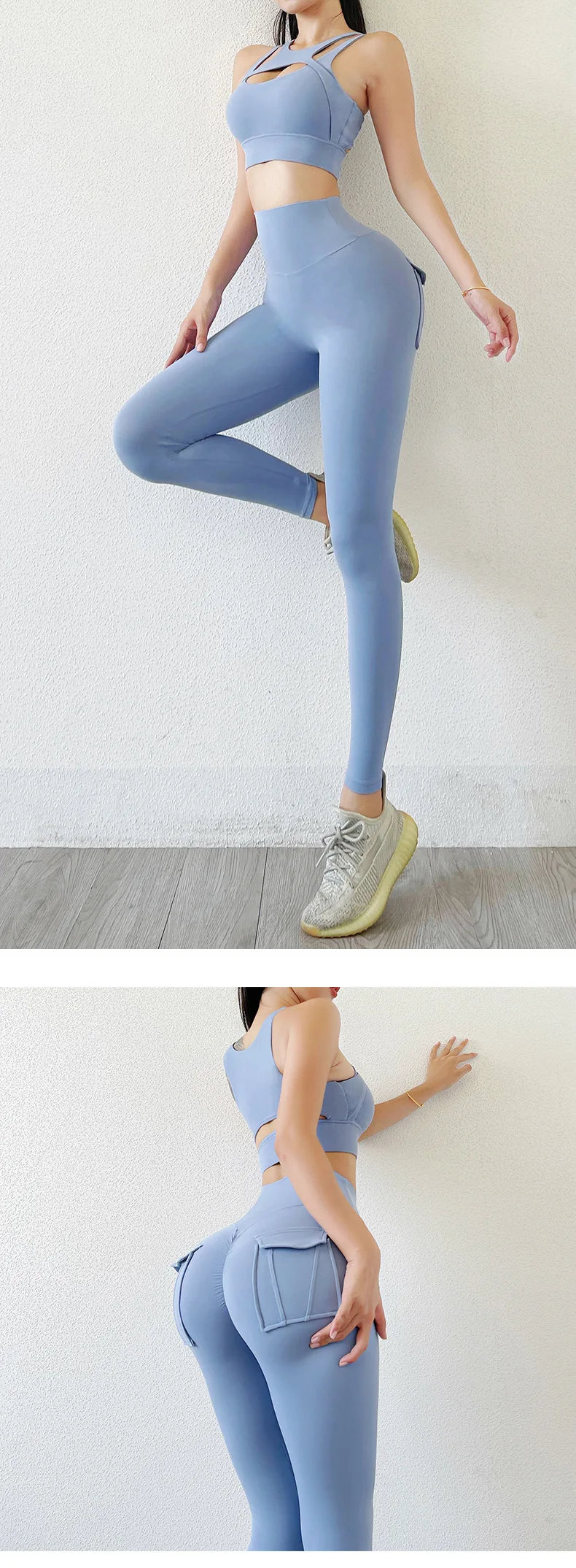 Nylon Leggings Women's Pants Sport Yoga Pants Sexy Tight High Waist Elastic Women's Panties Pocket legging High Workout