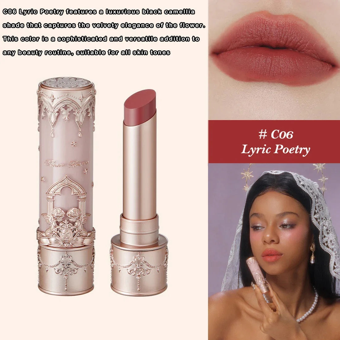 Flower Knows Little Angel Velvet Matte Lipstick Waterproof Long Lasting Soft Moisturizing Lip Gloss K Beauty Clean Girl Makeup