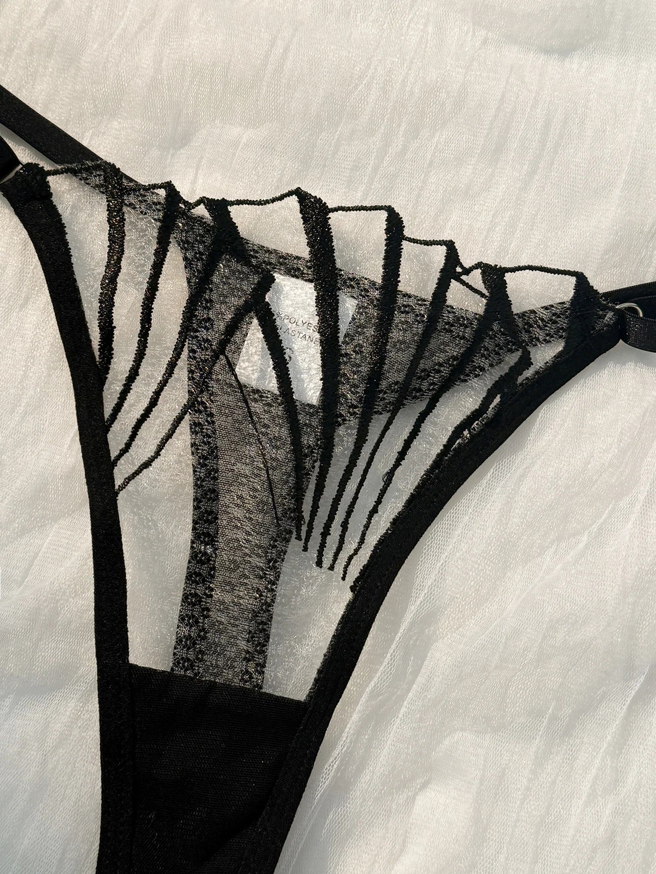 2pcs Women's Bra Set Sexy Lace Mesh Lingerie Set Ultra Thin Breathable Comfortable Lightweight Scallop Transparent Lingerie Set