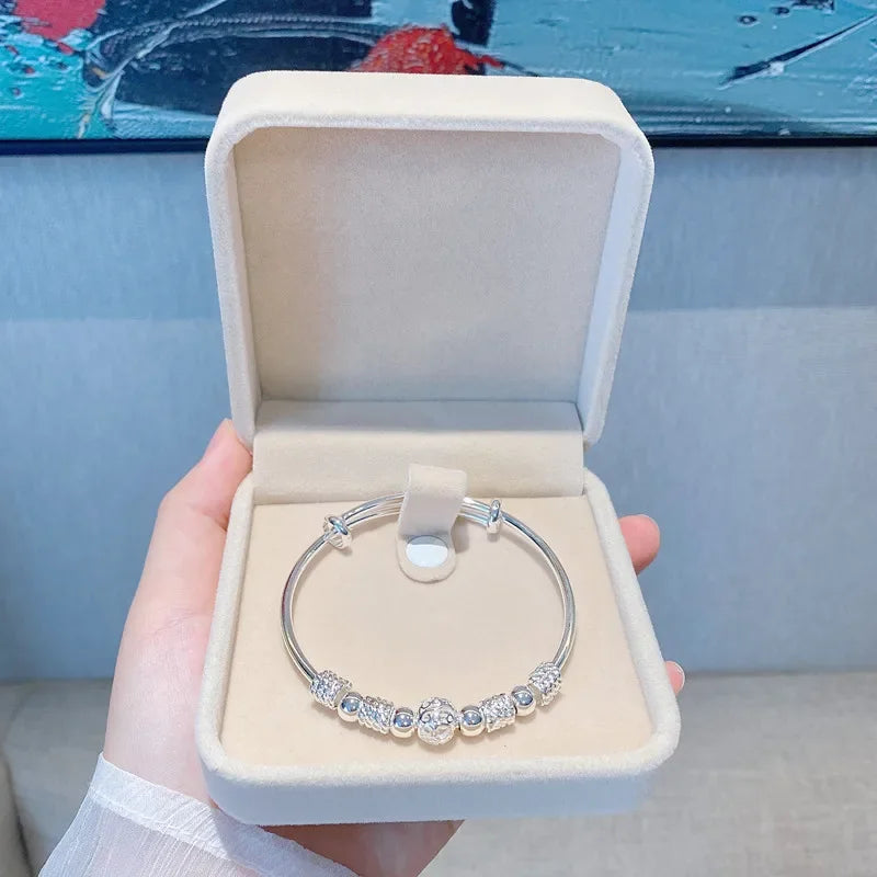 Popular brands 925 Sterling Silver Charm lucky beads Bangles for women bracelets fashion party wedding engagement jewelry