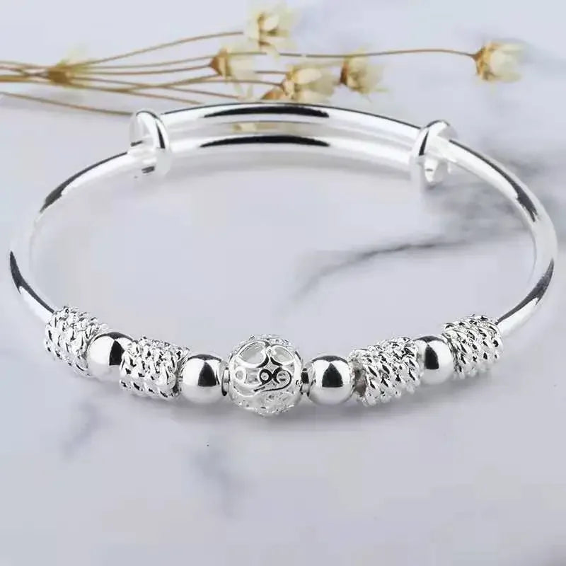 Popular brands 925 Sterling Silver Charm lucky beads Bangles for women bracelets fashion party wedding engagement jewelry