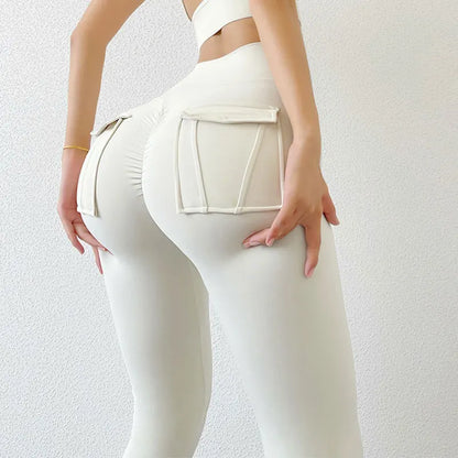 Nylon Leggings Women's Pants Sport Yoga Pants Sexy Tight High Waist Elastic Women's Panties Pocket legging High Workout