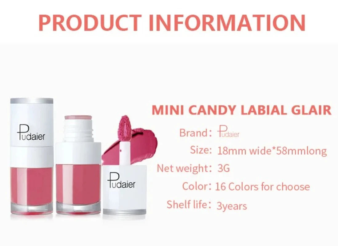 Pudaier Velvet Matte Liquid Lip Gloss Glaze Makeup Waterproof Long Lasting Non-Fade Non-Stick Lipgloss Make-up for Miss Women