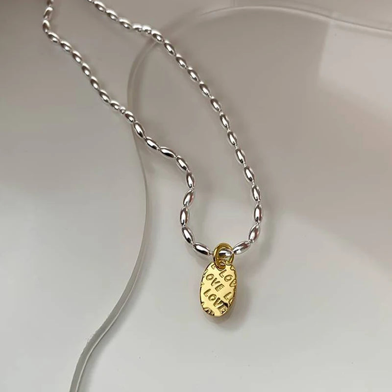 2023 New LOVE Vintage Olive Beads Chian Necklace For Women Girl Clavicle Choker Sexy Fashion Jewelry Gift Party collier