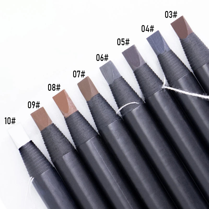 HAOZHUANG  8 Colors Pull Line Eyebrow Pencils with Soft Brush Waterproof Long Lasting Permanent Makeup Tattoo Accessories