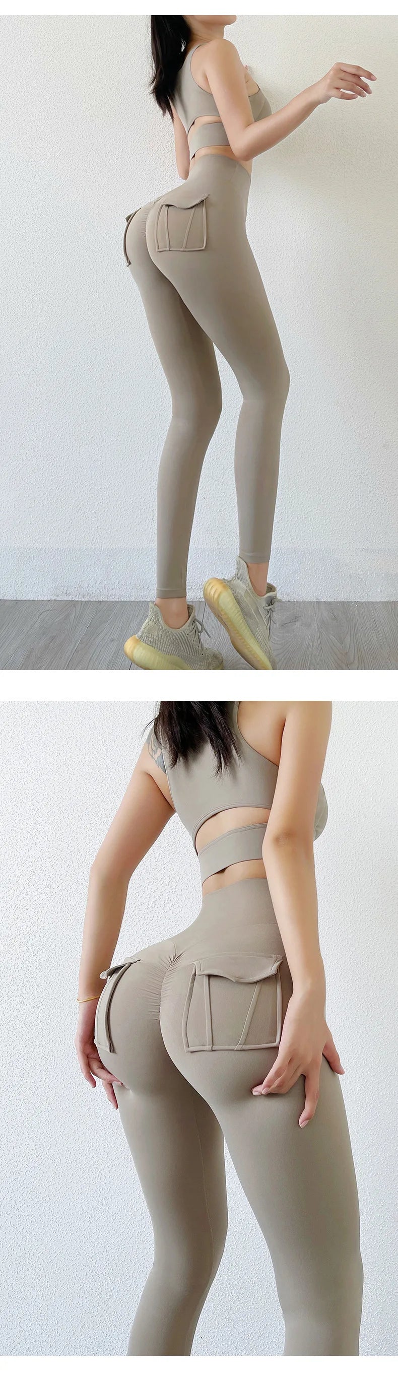Nylon Leggings Women's Pants Sport Yoga Pants Sexy Tight High Waist Elastic Women's Panties Pocket legging High Workout