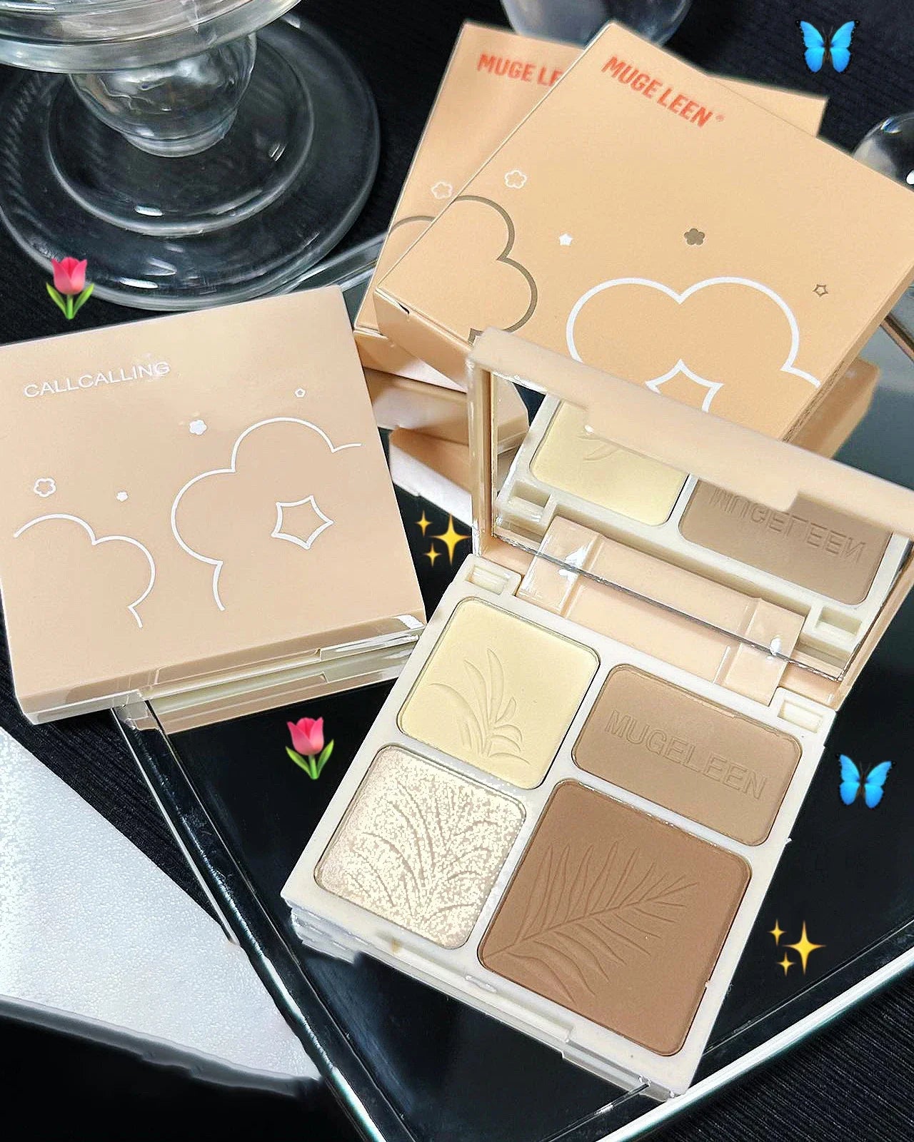 Matte Highlighter Palette Face Shading Grooming Powder Makeup 3D Nose Contouring Glow Brighten Contour Shimmer Powder Cosmetic
