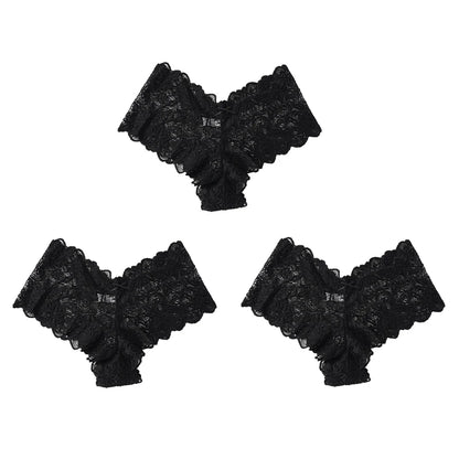 3pcs Sexy Lace Transparent Panties Women Briefs Low Waist Soft Lingerie Comfortable Female Underwear Girls Intimates Panties
