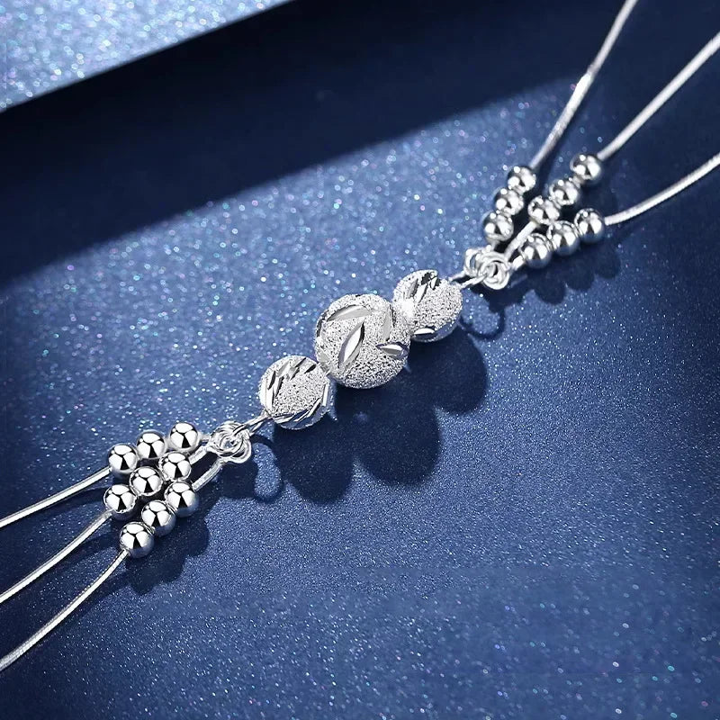 Luxury 925 Sterling Silver Bracelet for Woman Vintage Original Lucky Beads Ball Adjustable Bracelets Designer Party JeweleryGift