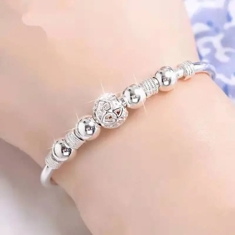 Popular brands 925 Sterling Silver Charm lucky beads Bangles for women bracelets fashion party wedding engagement jewelry