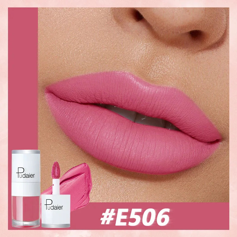 Pudaier Velvet Matte Liquid Lip Gloss Glaze Makeup Waterproof Long Lasting Non-Fade Non-Stick Lipgloss Make-up for Miss Women