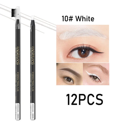 HAOZHUANG  8 Colors Pull Line Eyebrow Pencils with Soft Brush Waterproof Long Lasting Permanent Makeup Tattoo Accessories