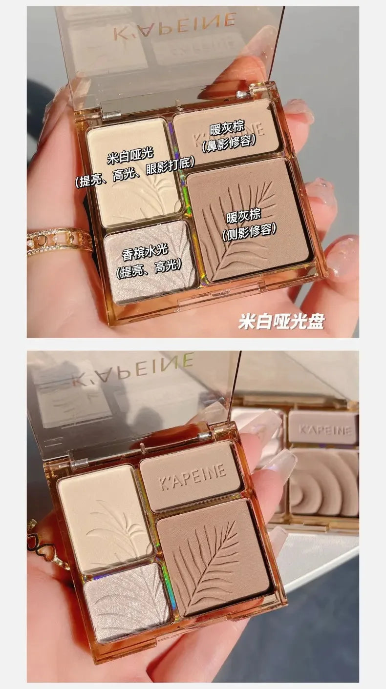 Matte Highlighter Palette Face Shading Grooming Powder Makeup 3D Nose Contouring Glow Brighten Contour Shimmer Powder Cosmetic