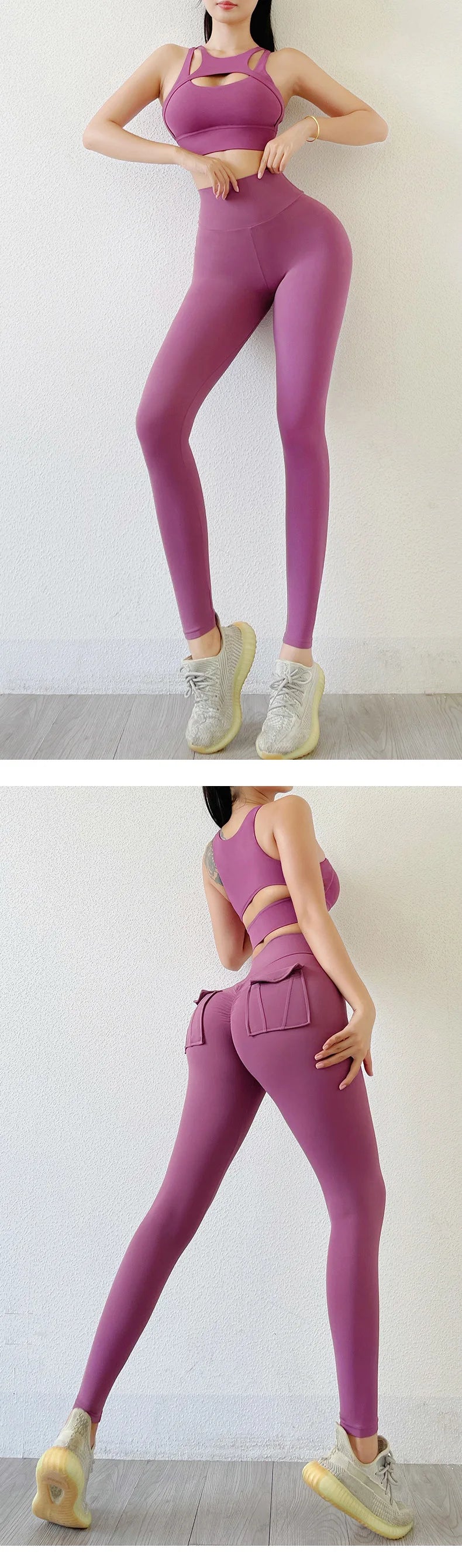 Nylon Leggings Women's Pants Sport Yoga Pants Sexy Tight High Waist Elastic Women's Panties Pocket legging High Workout